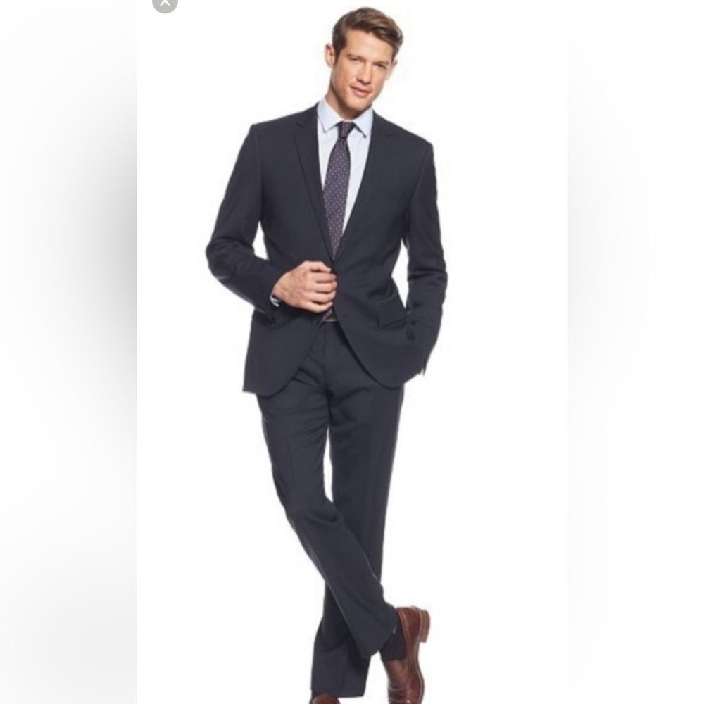 Boss By Hugo Boss Navy Blue Wool The Jam 75/Sharp 3 Blazer Luxury SUIT TWO PIECE